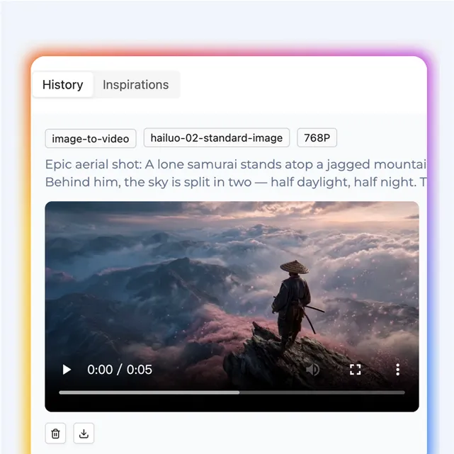 Preview and download screen showing animated video created from static image
